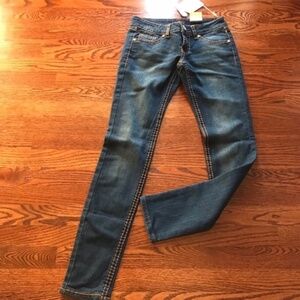 V.I.P. Blue Jeans with Rhinestone Embellishments Size 3/4 NEW with Tags (NWT)